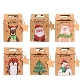 24 piccoli Scatola Regalo Natale, Scatola Natale con manico e cordino, Scatole Regalo Natalizie per caramelle natalizie, Scatoline Natale per Regali da Riempire per Caramelle Natalizie per Capodanno