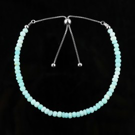 CRYSTALIS Natural Peruvian Opal Gemstone Beads Slider Bolo Bracelet, High Grade Beaded Crystals, Chakra Healing Stone, Gift Giving Women Jewelry, 925 Sterling Silver Slider 10 inch