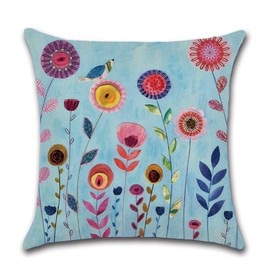 JOTOM Outdoor Waterproof Throw Pillow Covers 45x45 cm Watercolor Floral Decorative Cushion Covers Garden Patio Furniture Pillowcases for Couch Indoor Sofa Bench Farmhouse Home Decor Pack of 4 (Flower)