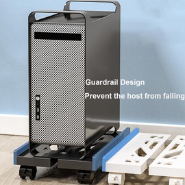 COOLOUS Adjustable Mobile CPU Stand, Ventilated Computer Tower Stand PC Tower Stand with 4 Caster Wheels Fits Most PC, Under Desk CPU Holder PC Floor Cart PC Riser for Gamers and Students (White)