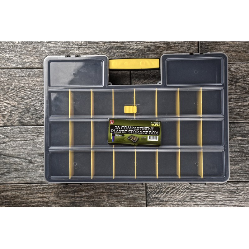 SE 26 Compartment Plastic Storage Box with Adjustable Sections -