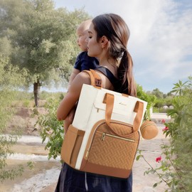 LOVEVOOK Diaper Bag Backpack, Large Capacity Portable Baby Bag with Foldable Diaper Changing Pad, Waterproof Baby Diaper Bags Gift for Mon Dad, Light Brown