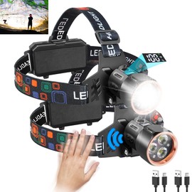 Rechargeable Headlamps 2Pack, 990000Lm Super Bright Head Lamp, 90°Angle Head Lights For Forehead, 4Mode Led Headlamp Rechargeable,Adjustable Focus Headlamps for Adults Hard Hat Camping Essentials Gear