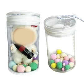 ZuazKyy Clear Display & Storage Case for 17&15cm Plush Doll PVC Bag with Detachable Keychain for Collectible Toys and Cosmetics, Portable cases for Travel or Home Decor (Transparent Cylinder)
