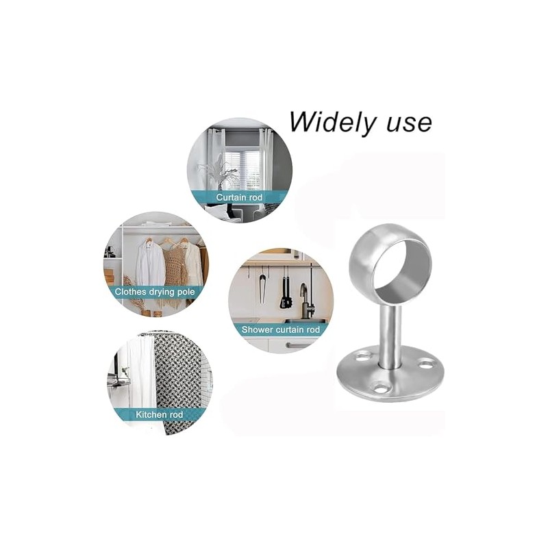 MACHSWON 2PCS Wardrobe Pipe Bracket, Wall Mounted Rail Rod Support