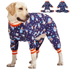 LovinPet Pet Clothes for Large Dogs: Nighthawk& Red Fox Steel Gray Print, Lightweight Stretchy Knit Pullover Pet Pajamas, Big Dog Onesie, Large Breed Dog Jammies, Pet PJ's/XXL