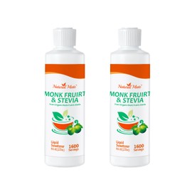 Natural Mate Monk Fruit & Stevia Liquid Sweetener Drops – Premium Organic Monk Fruit and Stevia Extracts, Sugar-Free, Zero Calories & Carbs, – 8 fl oz Bottle (2 Pack, Total 3200 Servings)