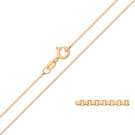 Old English Jewellers Solid 9ct Yellow Gold on Silver 1mm Box Chain Necklace 16 18 20 22 24 inch (22)