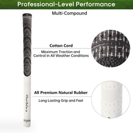 Durbles Golf Grips with Regripping Kit – All Weather Multi-Compound Golf Club Grips for Men & Women – Corded Rubber Grip Set – Standard & Midsize Wood and Iron Grip Kit – All Level Golfing Accessories – Standard Size White