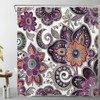 LB Bohemian Paisley Floral Shower Curtain Purple and Black Flower