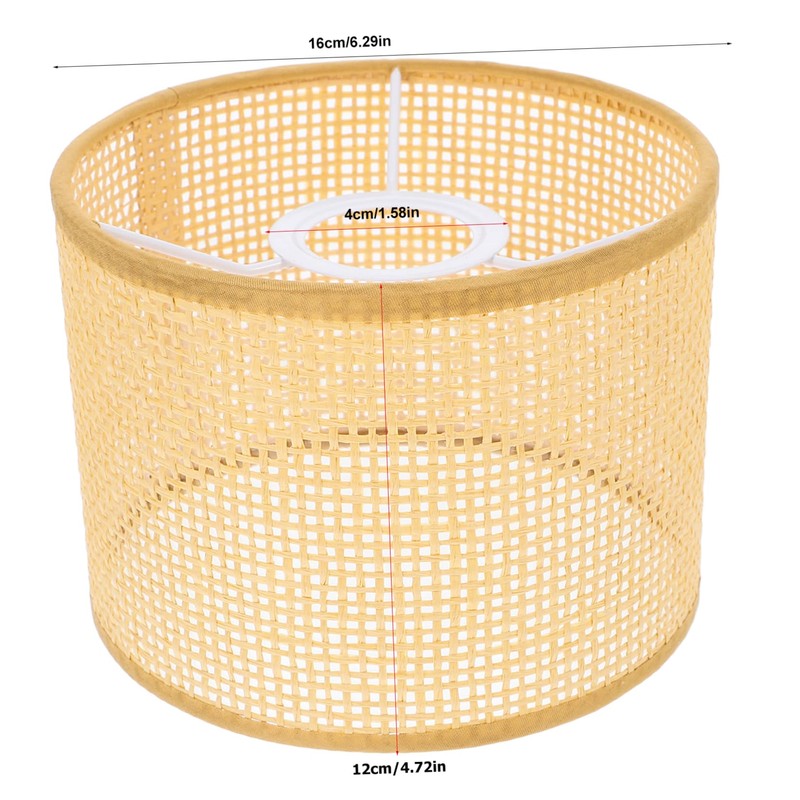WOONEKY Hand Woven Rattan Lamp Shade Natural Rattan Cover for