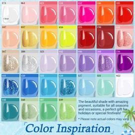 AZUREBEAUTY 42Pcs Dip Powder Nail Kit Starter - Going Summer, 32 Colors Blue Lilac Purple Pink Green Acrylic Nail Dipping Powder Set with Top/Base Coat Activator &Tray for French Art Manicure DIY Home