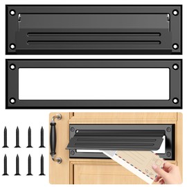Profasion 13 inch Mail Slot for Front Door, Stainless Steel Mail Slot Cover, Easy to Install, 1 Pack, 13"×3.7", Black