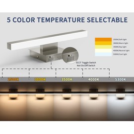 Joossnwell Bathroom Light Fixtures Brushed Nickel Vanity Lights Bar 5cct Dimmable Modern Bath Lighting Fixture Over Mirror Led Vanity Light for Bathroom 15.74 inch ETL Certificated