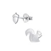 925 Silver Sterling Squirrel and Acorn Stud Earrings by Offbeat