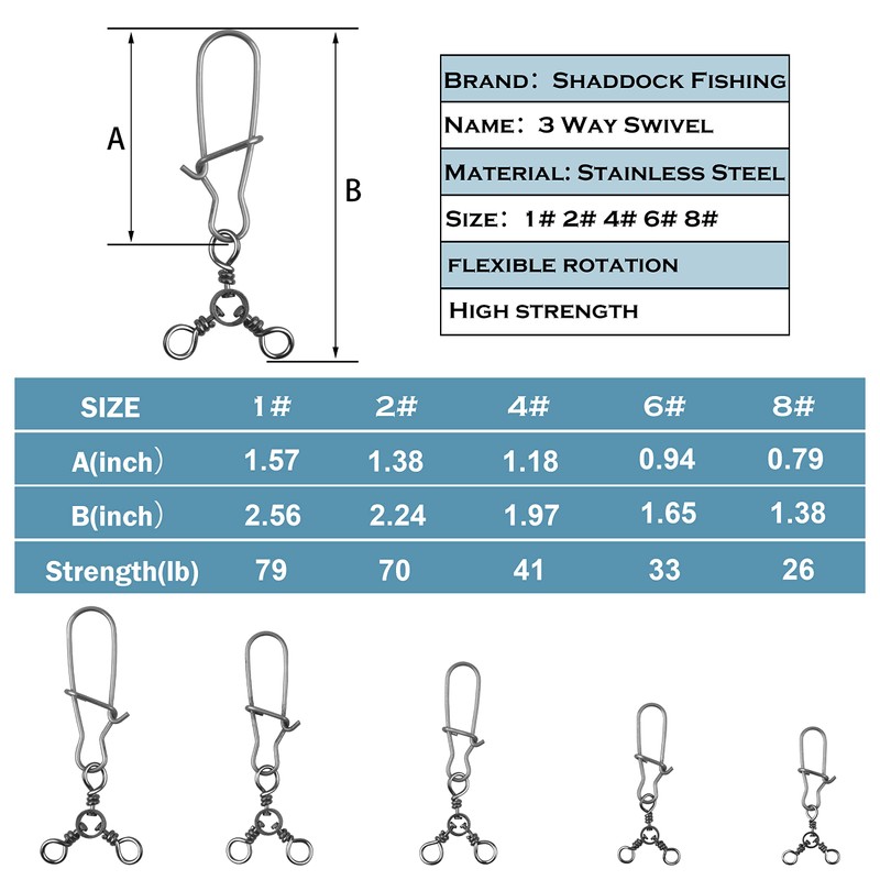 Three Way Fishing Swivel Snaps-50Pcs High Strength T-Turn Swivel Cross