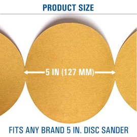 5 inch Sanding Discs 120 Grit Sandpaper Discs PSA Adhesive Sandpaper Roll No Hole - Disc Gold Round Sanding Paper, Durable Sand Paper for Wood, Auto Body, Metal, Marine Paint for Smooth Surfaces