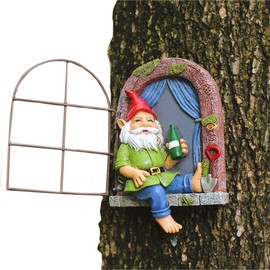 Colomix Gnome Tree Hugger, Funny Garden Gnome Resin Statue, Outdoor Ornaments Decor, Whimsical Tree Sculpture Peeker, Patio Yard Lawn Porch Decoration, Garden Gifts
