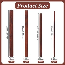 OLYCRAFT 14 Pcs Walnut Dowel Rods 4.5/9.8/11.8/15mm Diameter Wood Sticks 7.4~7.9 inch Long Unfinished Round Sticks Wooden Carving Blocks Round Wooden Sticks for Building Model DIY Craft Supplies