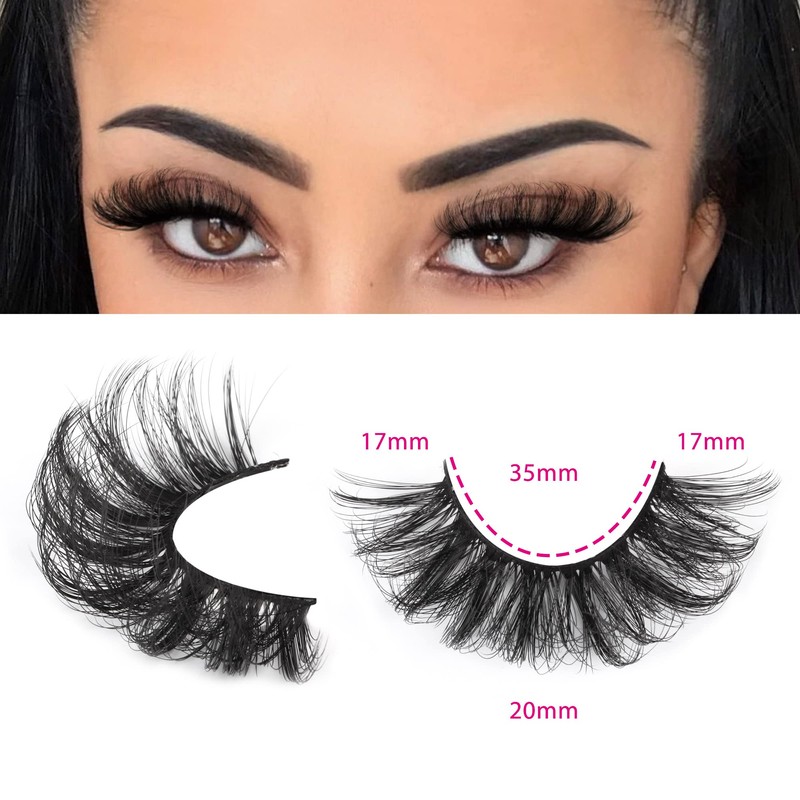 Focipeysa Lashes Mink Fluffy Wispy False Eyelashes 20mm Dramatic Faux