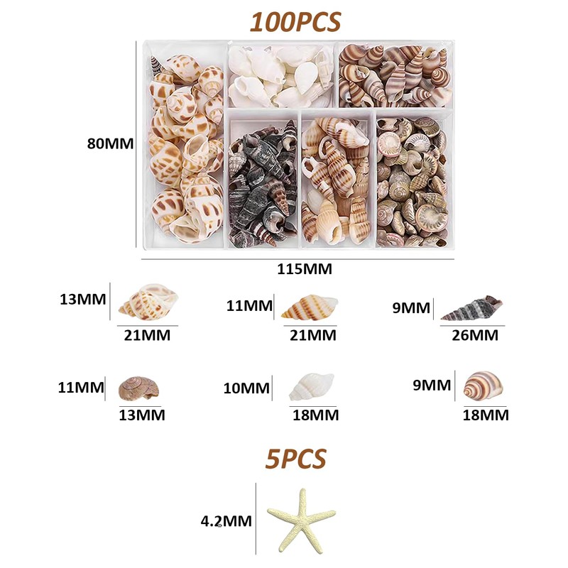 KVBUCC 105 Seashell Decorations, Spiral Shells, Starfish Decorations, Fish Tank