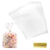 Candy Bags, Cookie Bags, Plastic Bags for Food, Christmas Cellophane Bags, Pack of 100, 20 x 28 cm (with Ribbons)