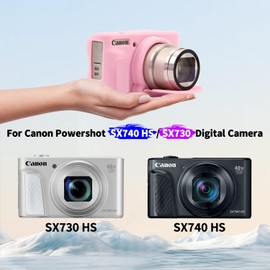 HESPLUS - Funda para cámara digital Canon Powershot SX740 HS / SX730, funda protectora de silicona suave con cubierta de lente extraíble, funda de silicona ligera y antiarañazos, color rosa
