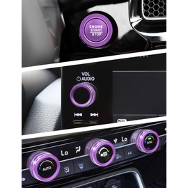 DvlynAuroa for Honda Civic Accessories 2022-2026, CRV/HRV/Acura Integra 2023-2026, Accord 2023-2025 & ADX 2025, 7PCS Aluminum Alloy Knob Cover Set (Purple) Fits 9-inch Screen with 1 Radio Knob