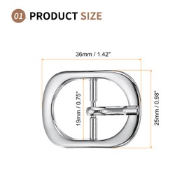 SUIKIHUM 4 Pack Roller Belt Buckle, 1 Inch Single Prong Belt Buckle, Oval Roller Pin Buckle Zinc Alloy for Bag Keychain, Silver