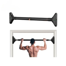 Pull Up Bar for Doorway, Chin Up Bar Upper Body Workout No Screw Installation for Home Gym Exercise Fitness with Level Meter and Adjustable Width, up to 440lbs (Black) - Colour: Black