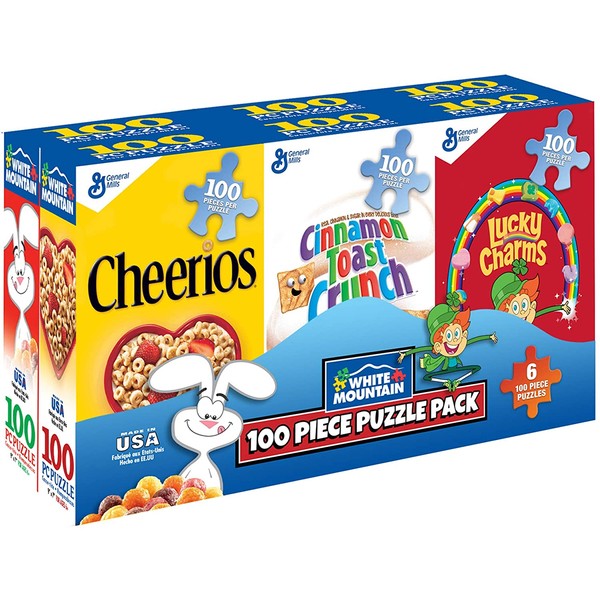White Mountain Puzzles Mini Cereal Boxes-100 Piece Puzzles-Six Pack of Puzzles