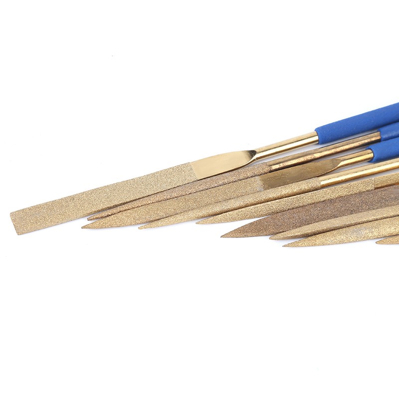 10Pcs Set 5x180mm Titanium Plated Steel Diamonds Needle Files Kit