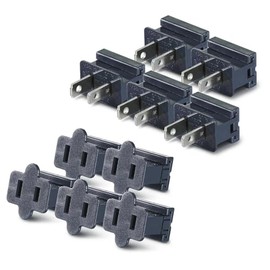 Vampire Plug 10 Pack - 5 spt1 Male Plug spt1 Female Plug SPT-1 Christmas Holiday Zip Plug Gilbert Plug, Slide Plug, Electrical Light End Plug for Xmas Halloween Lights Holiday Party (SPT1 Black 10MF)