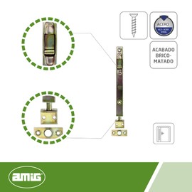 Amig - Set of 10 Overlap or Inlet Locks for Doors Mod.400 | Security Latch for Vertical Locking | Ideal for Double Wing Doors | Made of Galvanised Steel | Dimensions: 110 x 16 mm