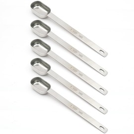 BERYLER 5PCS 1 Teaspoon(1Tsp | 5 mL | 5 cc | 1/3 Tablespoon) Single Measuring Spoon, Stainless Steel Individual Spoons, Long Handle Spoons Only