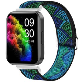 Lamshaw Compatible for RUIMEN Smart Watches Bands, 22mm Stretch Elastics Nylon Adjustable Replacement Strap Accessories for Men & Women Compatible for RUIMEN D1 1.85" Smart Watches (Blueprint)