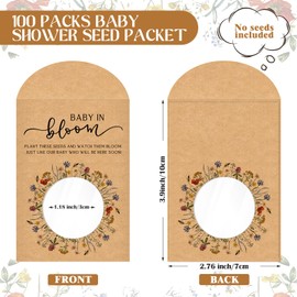 Fumete 25 Pack Baby in Bloom Party Favors Wildflower Baby Shower Seed Packet Kraft Bags with Window Envelopes Resealable Organizer Storage Bag for Gender Reveal Party Favors
