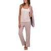 Live2Lounge Womens Tan Pajamas Lounge Set 3-Piece Moisture-Wicki