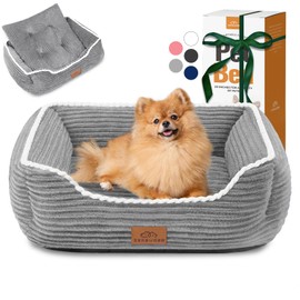 Zerbuger Rectangle Cat Dog Bed for Large Medium Small Pets Indoor Outdoor Machine Washable Sleeping Sofa Non-Slip Bottom Soft Puppy Bed Durable Orthopedic Calming Pet Cuddler (Medium, Grey)
