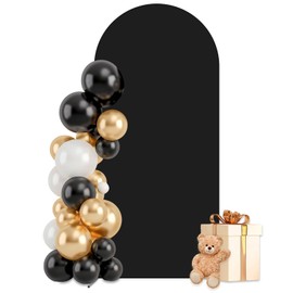 GEWONELIFE 7.2FT Party Arch Backdrop Cover,Black Double-Sided Spandex Fitted Arch Stand Covers Round Top Chiara Arch Backdrop Stands Cover for Wedding Birthday Party Baby Shower Ceremony Banquet Decor