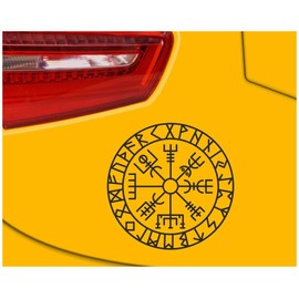 Samunshi® Sticker Vegvisir with Runes C Vikings Viking for Car Motorcycle in 11 Sizes and 25 Colours (10 x 10 cm, Silver)