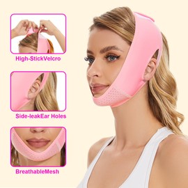 Double Chin Reducer Reusable V Line Lifting Mask, Chin Strap Face Slimming Strap for Women, Comfortable Breathable Face Slimmer Face Lift Tape for Tightening Skin Prevent Sagging, Jaw Exerciser