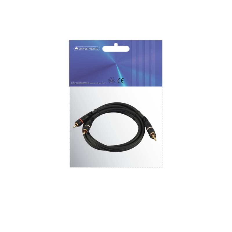 OMNITRONIC RCA Cable 2 x 2 0.9 m Stereo Audio