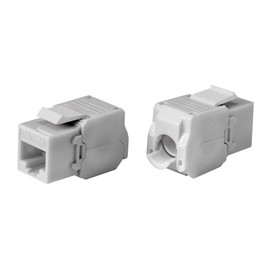 Monoprice Cat6A RJ45 Toolless Keystone Jack - 180-Degree, for 22-24AWG Solid Wire, 8-Position 8-Conductor (8P8C), White