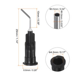 QUARKZMAN Pack of 300 Blunt Dosing Tips, 20 Gauge 45 Degree Curved Dosing Tips 0.4 Inch Angled Dosing Tip with Luer Bow Blunt Needle for Oil or Glue Applicator, Black