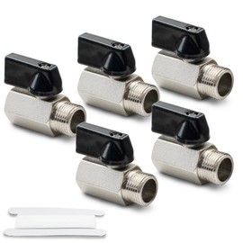 Bwintech 2 pieces 1/4 inch BSP female thread x male thread brass nickel-plated mini ball valve shut-off valve