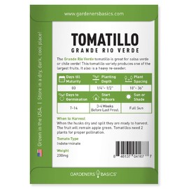 Tomatillo Grande Rio Verde Seeds for Planting Heirloom Non-GMO Seeds for Home Garden Vegetables Makes a Great Gift for Gardening by Gardeners Basics