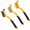 Wire Brush Set 3Pcs, Nylon/Brass/Stainless Steel Bristles with Curved Handle