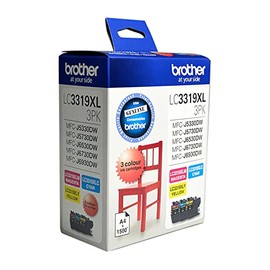 Brother Genuine LC3319XL High-Yield Colour Pack, Includes 1x Cyan, 1x Magenta & 1x Yellow, Page Yield Up to 1500 Pages (LC3319XL-3PK) for Use with: MFC-J5330DW, MFC-J6530DW, MFC-J6730DW, MFC-J6930DW