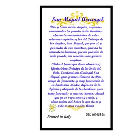 Gifts by Lulee, LLC Oracion a San Miguel Arcangel Tarjeta De Rezo Laminada Bendecida por Su Santidad e Importada de Italia con Acentos en Oro